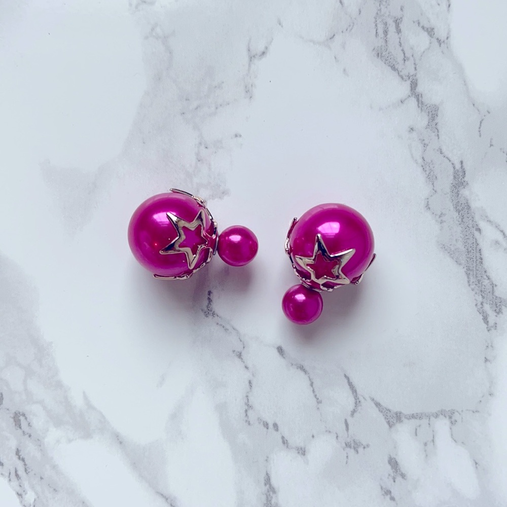 new pink double sided earrings